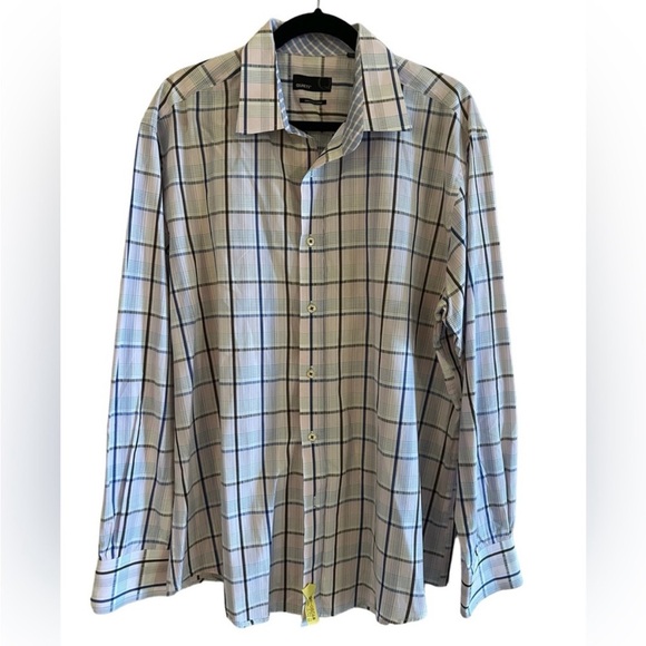 Quieti men's long sleeve pink and blue plaid shirt size XXL - Picture 1 of 8